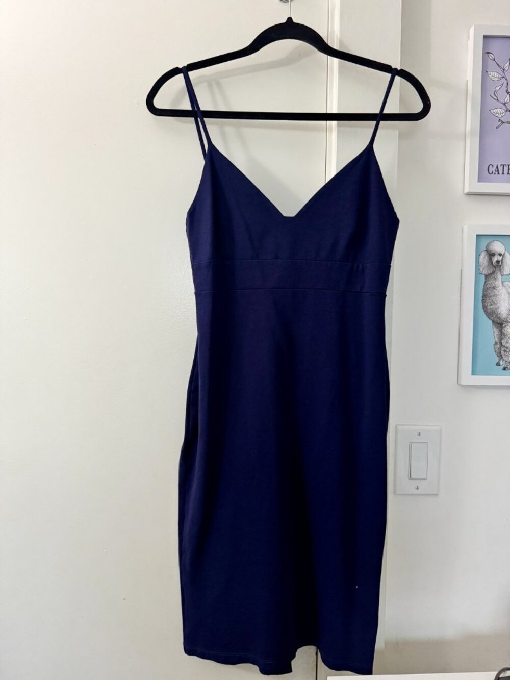 Lulus Navy Blue V-Neck Bodycon Midi Dress - Size L